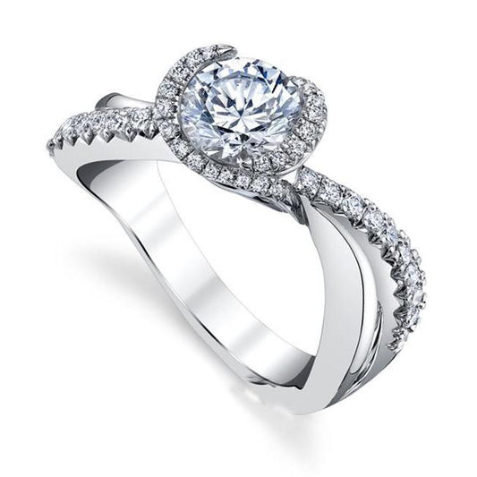 Anello Con Gambo Ritorto Anniversario Con Naturale Diamante Rotondo Scintillante 3.30 Carati