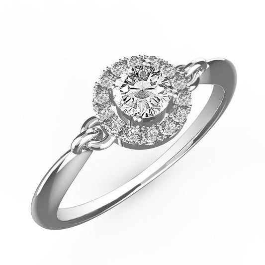 Anello Con Genuino Diamante Rotondo Halo Da 1.75 Carati In Oro Bianco 14K