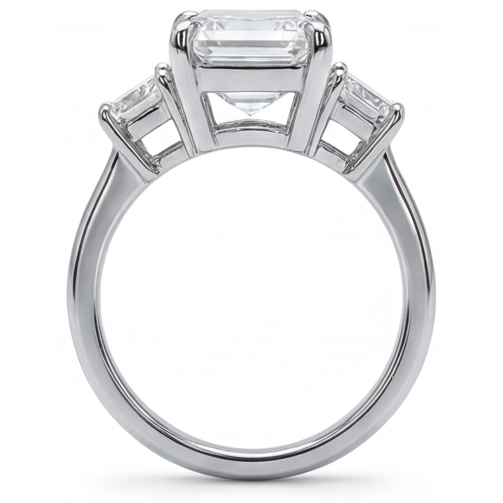 Anello Con Genuino Diamante Smeraldo 7 Carati
