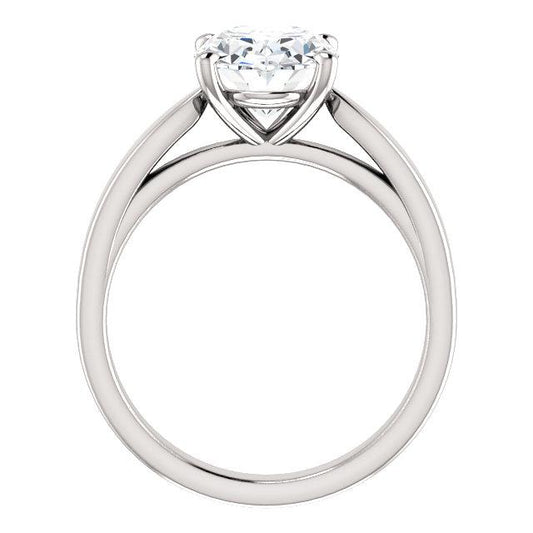 Anello Con Genuino Diamante Solitario Incastonato A Cattedrale Ovale 3,50 Carati