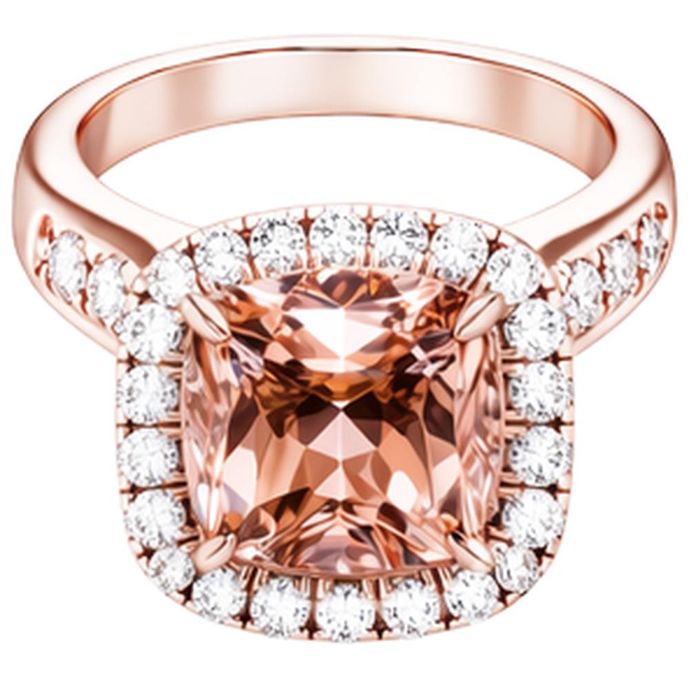 Anello Con Morganite a Cuscino Grande 12,50 ct Con Diamanti Oro Rosa 14K