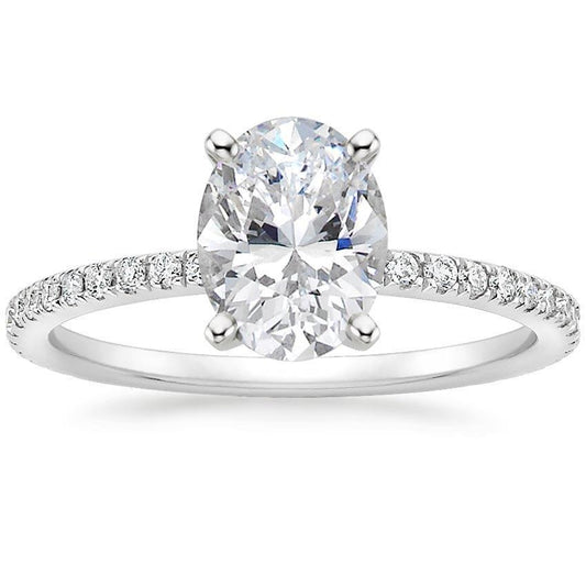 Anello Con Naturale Diamante Ovale E Rotondo Con Polo Da 2.50 Carati