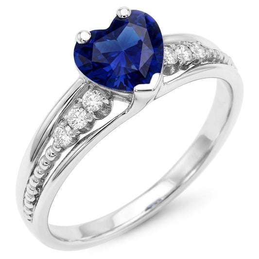 Anello Con Pietra Preziosa E Diamante Naturale Autentico ( non creato in laboratorio ) Taglio Cuore Gioielli Con Zaffiro di Ceylon