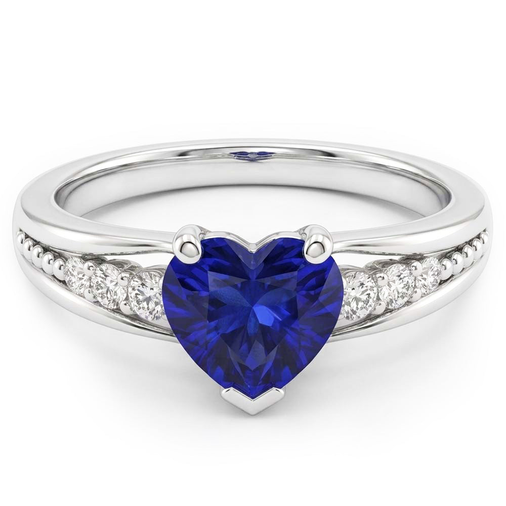 Anello Con Pietra Preziosa E Diamante Naturale Autentico ( non creato in laboratorio ) Taglio Cuore Gioielli Con Zaffiro di Ceylon