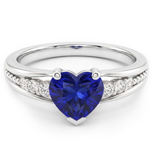 Anello Con Pietra Preziosa E Diamante Naturale Autentico ( non creato in laboratorio ) Taglio Cuore Gioielli Con Zaffiro di Ceylon