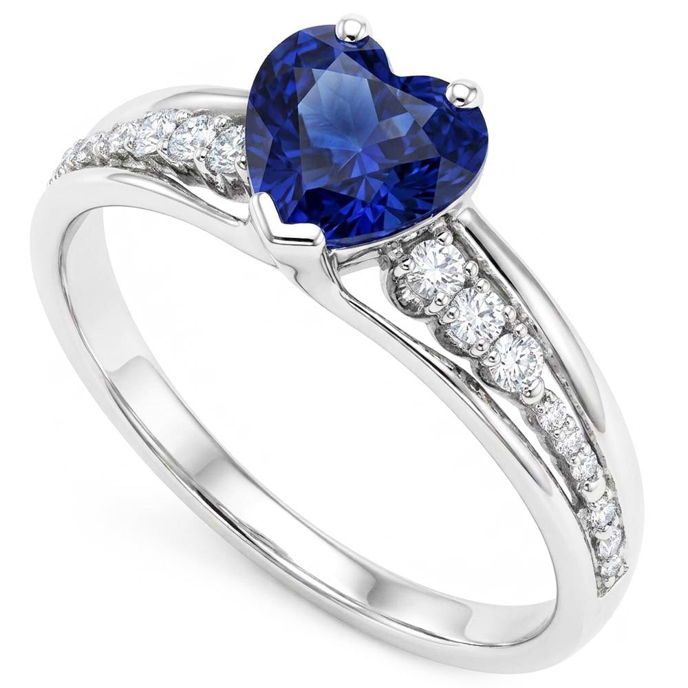 Anello Con Pietra Preziosa E Diamante Naturale Autentico ( non creato in laboratorio ) Taglio Cuore Gioielli Con Zaffiro di Ceylon