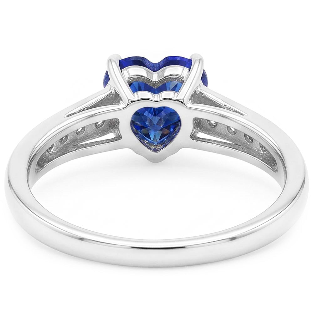 Anello Con Pietra Preziosa E Diamante Naturale Autentico ( non creato in laboratorio ) Taglio Cuore Gioielli Con Zaffiro di Ceylon