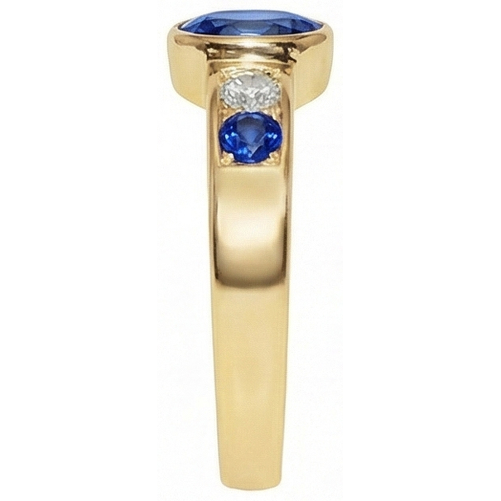 Anello Con Pietre Preziose Centro Ovale Grande 3.60 carati in Oro Giallo 14K
