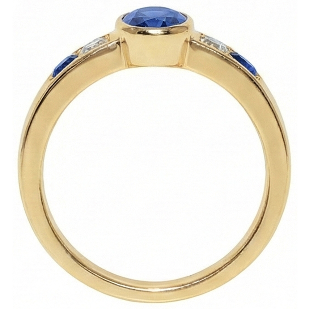 Anello Con Pietre Preziose Centro Ovale Grande 3.60 carati in Oro Giallo 14K