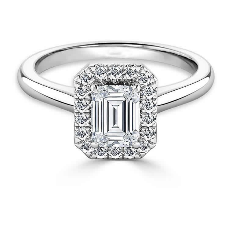 Anello Con Smeraldo E Genuino Diamante Taglio Rotondo 2.65 Carati Halo