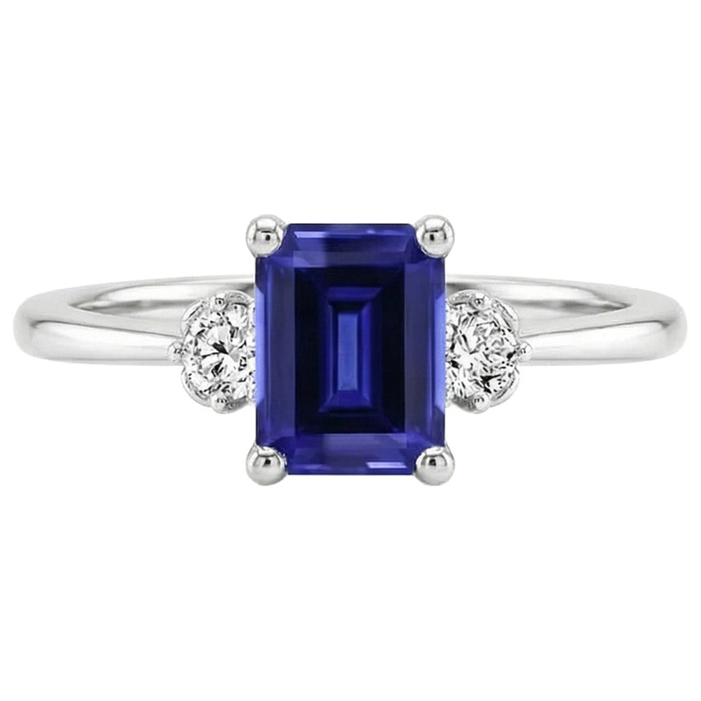 Anello Con Taglio Smeraldo Zaffiro