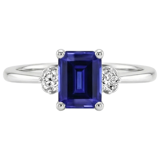 Anello Con Taglio Smeraldo Zaffiro