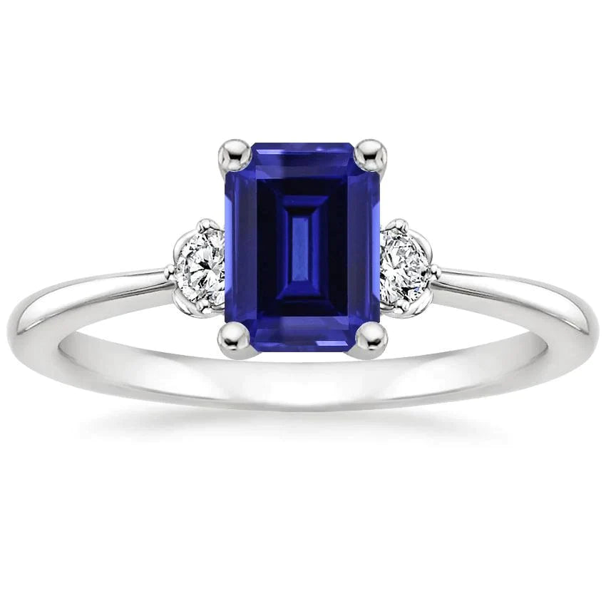 Anello Con Taglio Smeraldo Zaffiro