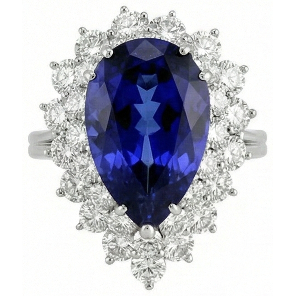 vero round tanzanite 3.75carati anello angolo laterale