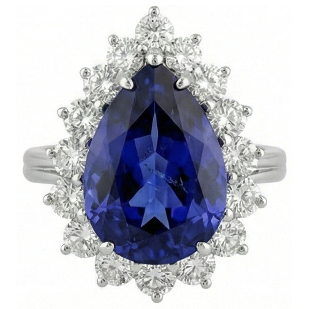 vero round tanzanite 3.75carati anello dettaglio ravvicinato
