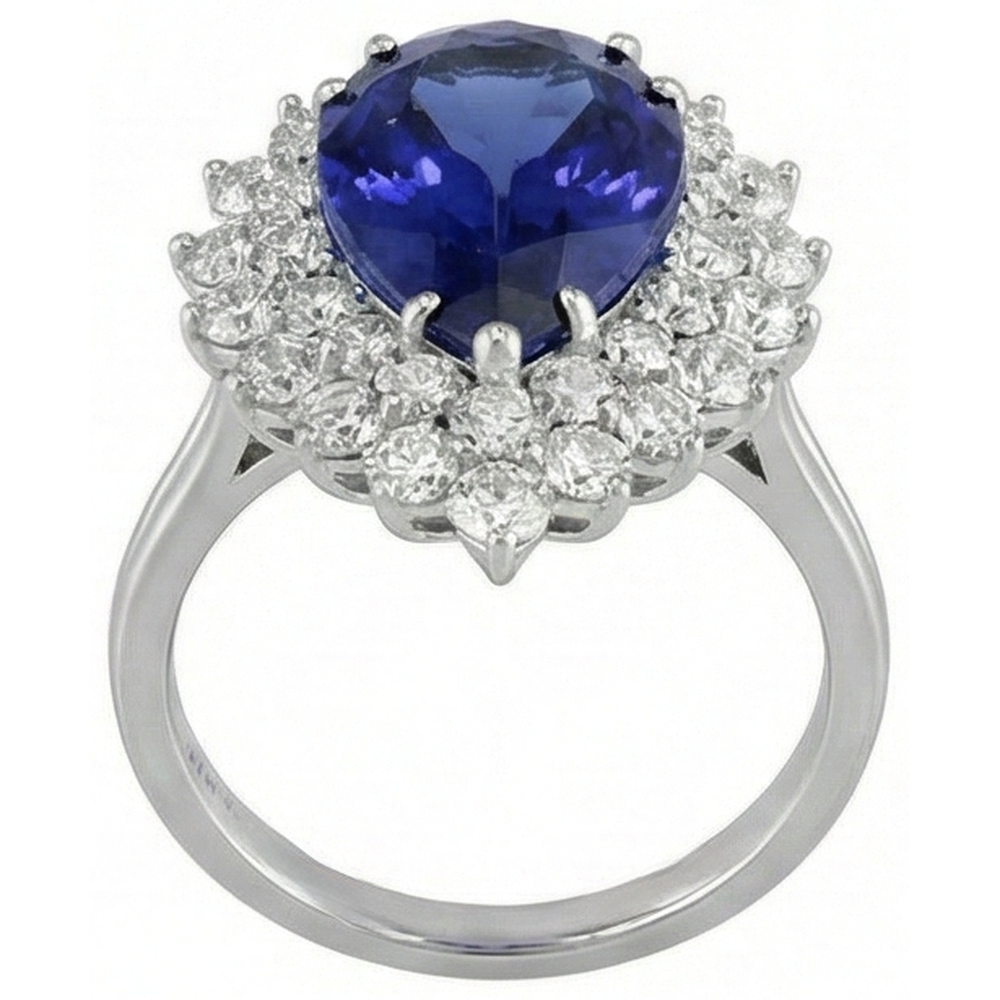 vero round tanzanite 3.75carati anello vista dall'alto