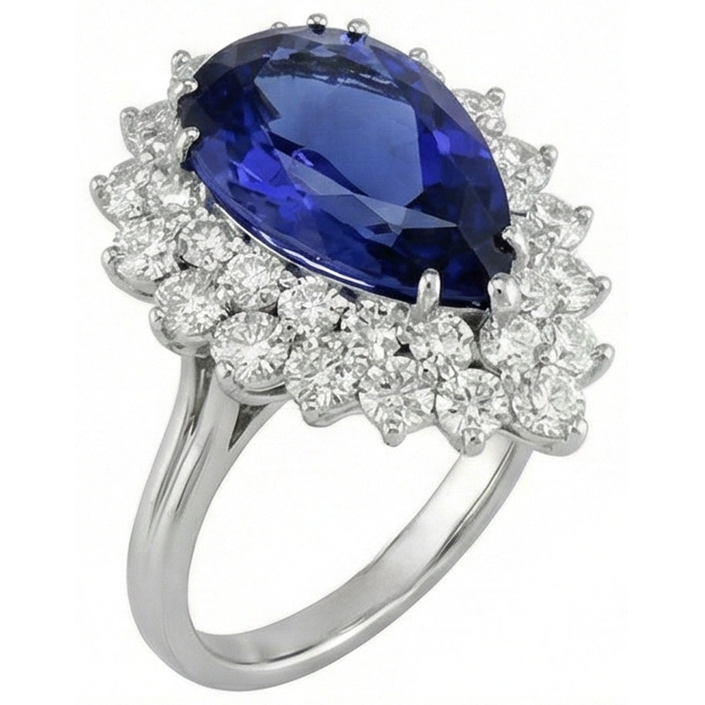vero round tanzanite 3.75carati anello vista di profilo