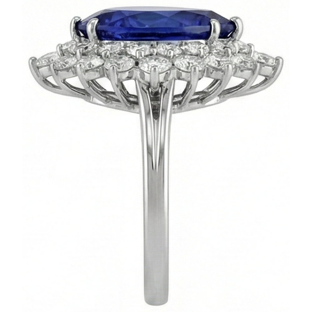 vero round tanzanite 3.75carati anello con accenti diamanti