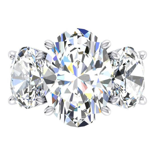 Anello Con Tre Pietre Vero Grande Diamante Ovale