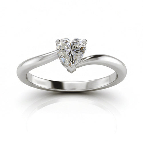 Anello Con Vero Diamante Naturale Autentico ( non creato in laboratorio ) A Cuore Da 1 Carato