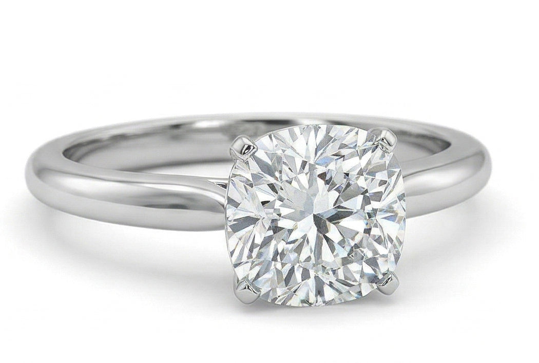 Anello Con Vero Diamante A Cuscino Da 3 Carati