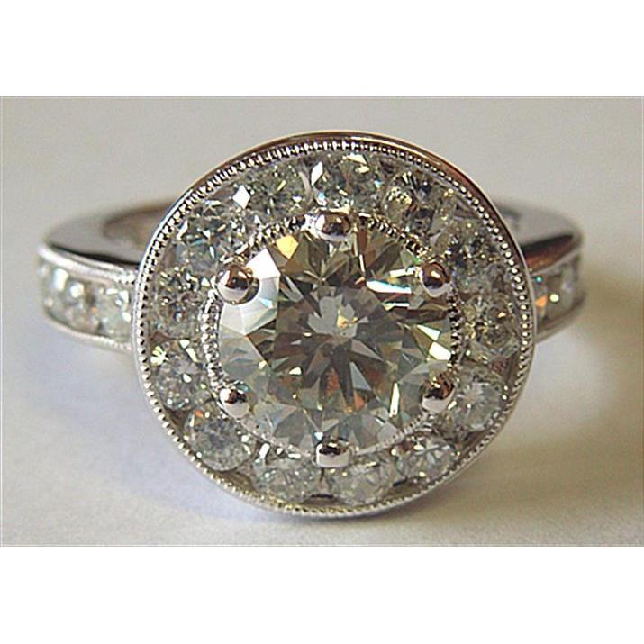 Anello Con Vero Diamante Grande Da 4 Ct Anello Con Diamante Rotondo In Platino