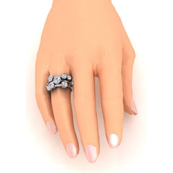 Anello Con Vero Diamante Rotondo A Bolle 2,10 Carati Con Castone Largo 6 mm