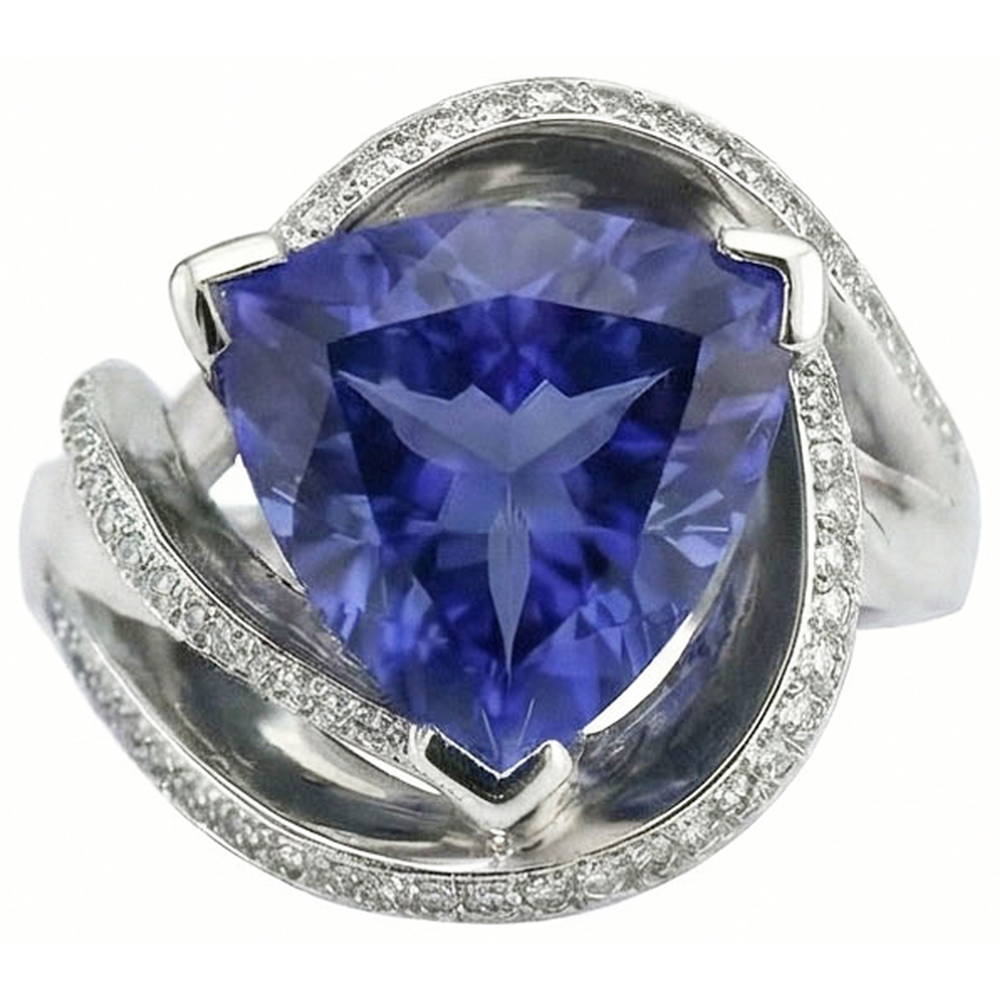 Anello Con Zaffiro Art Déco