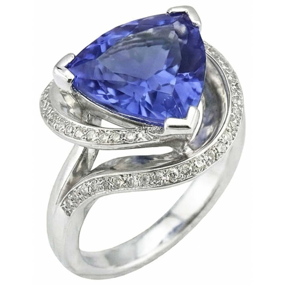 Anello Con Zaffiro Art Déco