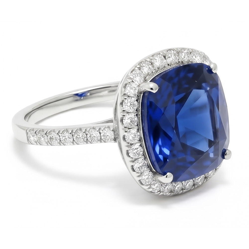 Anello Con Zaffiro Taglio Cuscino Da 3 Carati