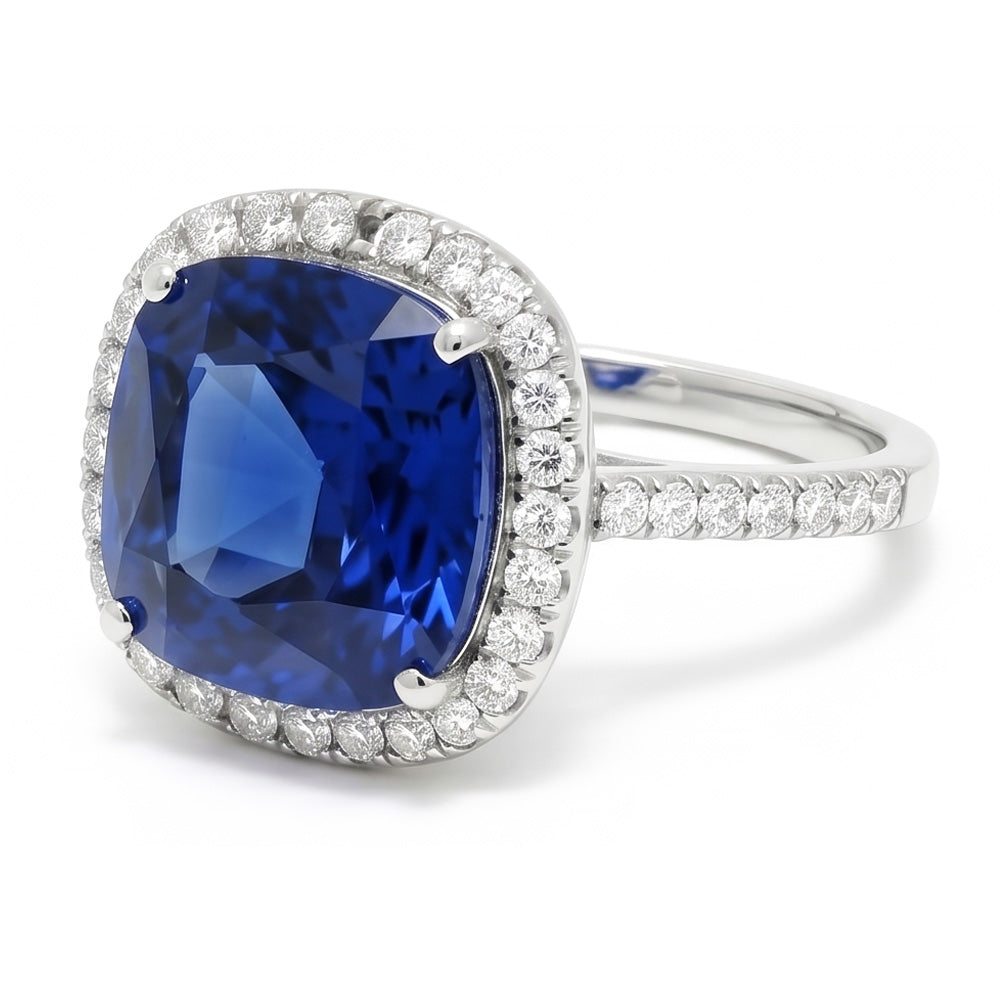 Anello Con Zaffiro Taglio Cuscino Da 3 Carati