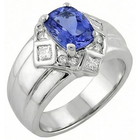 vero round tanzanite 5carati anello angolo laterale