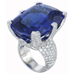 Anello Cushion Ceylon Zaffiro Blu E Diamanti Naturali Autentici ( non creati in laboratorio ) Rotondi 8.50 Carati