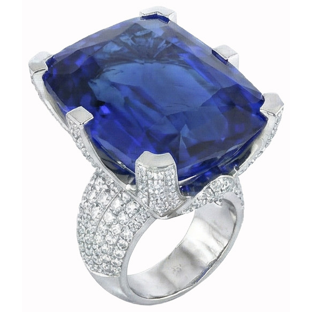 Anello Cushion Ceylon Zaffiro Blu E Diamanti Naturali Autentici ( non creati in laboratorio ) Rotondi 8.50 Carati