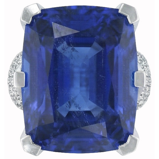 Anello Cushion Ceylon Zaffiro Blu E Diamanti Naturali Autentici ( non creati in laboratorio ) Rotondi 8.50 Carati