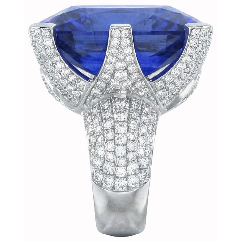 Anello Cushion Ceylon Zaffiro Blu E Diamanti Naturali Autentici ( non creati in laboratorio ) Rotondi 8.50 Carati
