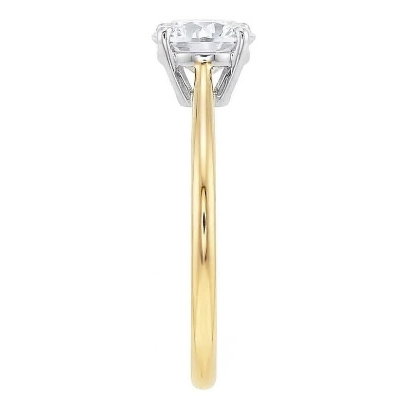 Anello Da 1 Carato Con Genuino Diamante Naturale Autentico ( non creato in laboratorio ) Solitario A Taglio Rotondo In Oro Bicolore 14K