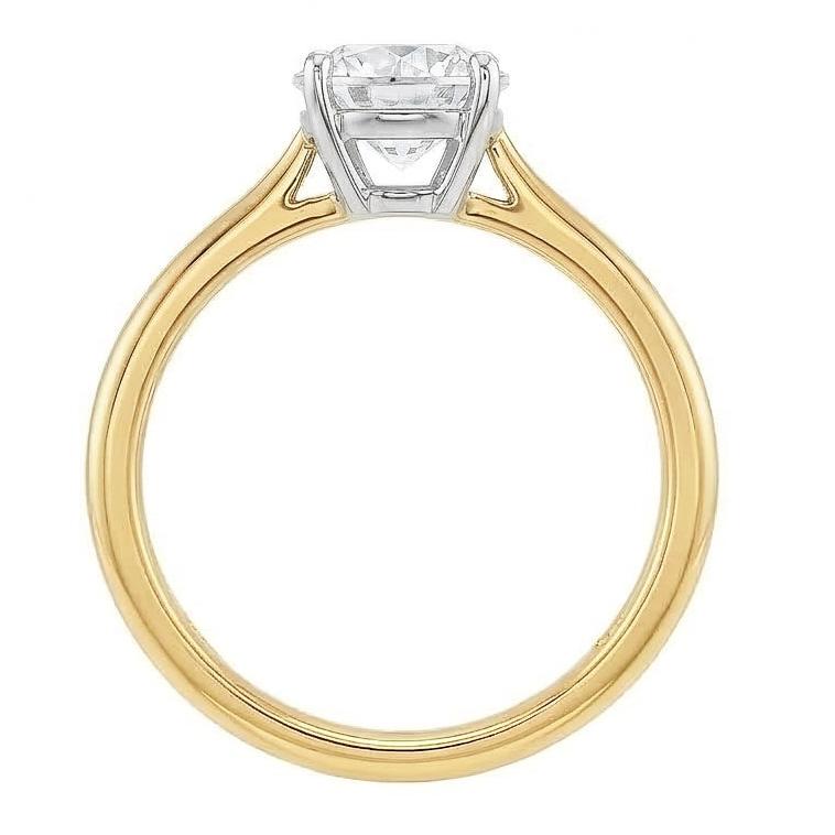 Anello Da 1 Carato Con Genuino Diamante Naturale Autentico ( non creato in laboratorio ) Solitario A Taglio Rotondo In Oro Bicolore 14K