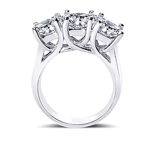 Anello Da 3 Carati Con Genuino Diamanti E Tre Pietre Da Donna In Oro Bianco Massiccio
