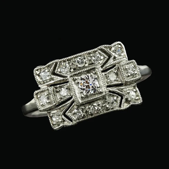 Anello Da Donna Con Vero Diamante Rotondo Taglio Antico Da 1.75 Carati. Gioielli In Oro Bianco 14K