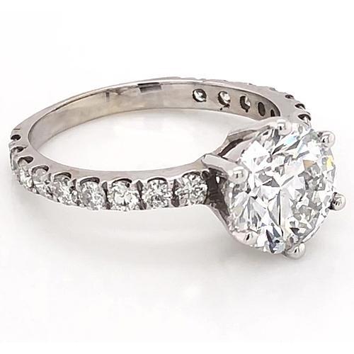 Anello Da Donna Con Vero Diamanti A 3 Carati E Oro Bianco 14K