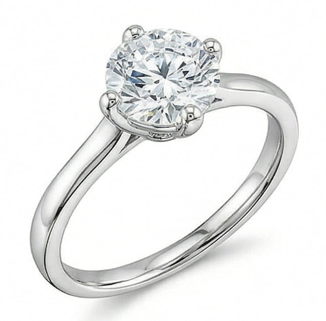 Anello Da Donna Da Sposa Con Genuino Diamante Solitario A Taglio Rotondo Da 1 Carato 4 Griffe