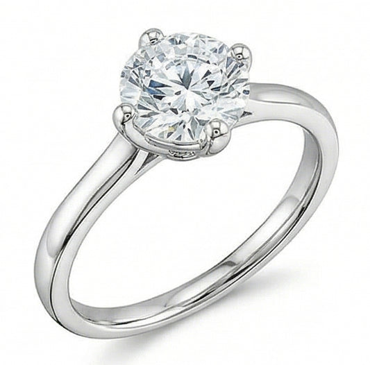 Anello Da Donna Da Sposa Con Genuino Diamante Solitario A Taglio Rotondo Da 1 Carato 4 Griffe