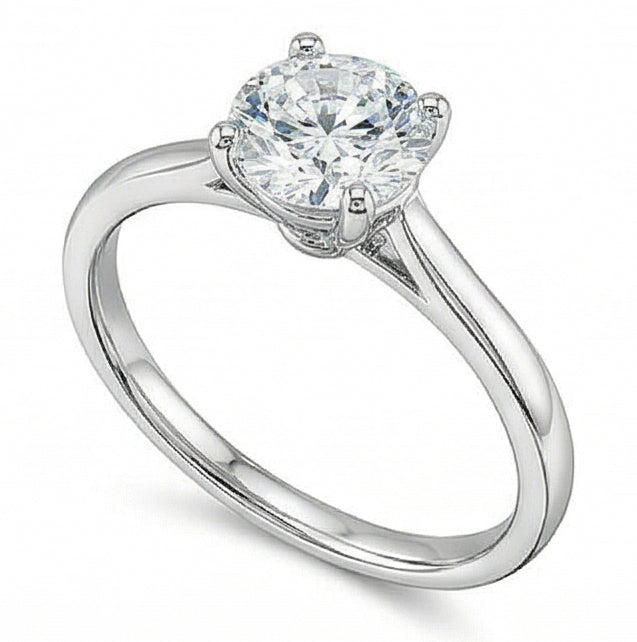 Anello Da Donna Da Sposa Con Genuino Diamante Solitario A Taglio Rotondo Da 1 Carato 4 Griffe