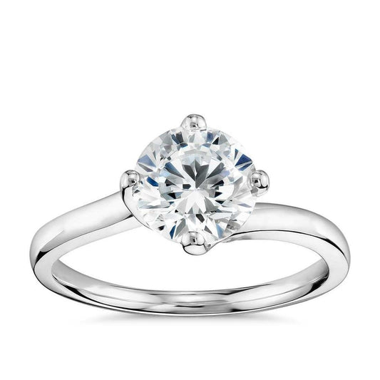 Anello Da Donna Da Sposa Con Genuino Diamante Solitario A Taglio Rotondo Da 1 Carato 4 Griffe