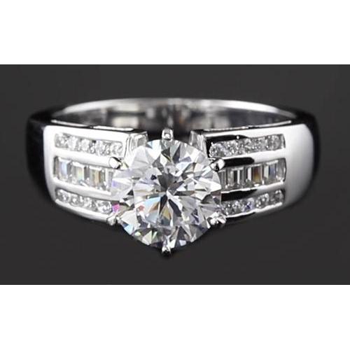Anello Da Donna Di Fidanzamento Con Gambo Spesso Con Naturale Diamante Rotondo Da 2.75 Carati