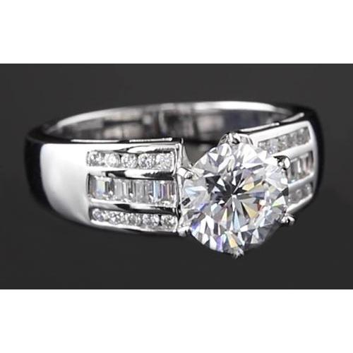 Anello Da Donna Di Fidanzamento Con Gambo Spesso Con Naturale Diamante Rotondo Da 2.75 Carati