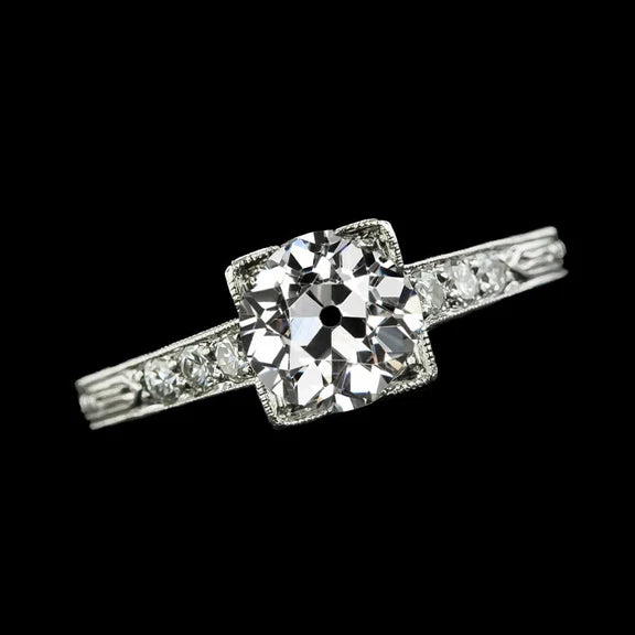 Anello Da Donna Rotondo Con Vero Diamanti Taglio Vecchio Miniera. Gioielli In Oro 2.50 Carati