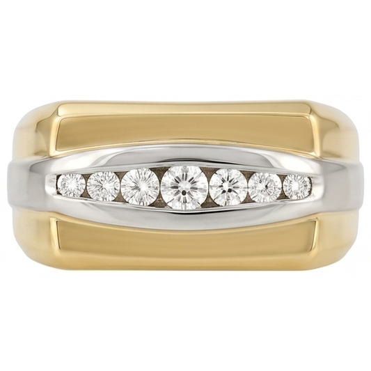 Anello Da Uomo 14K Con Vero Diamanti Naturali Autentici ( non creati in laboratorio ) Bicolore Da 0,80 Ct Novità