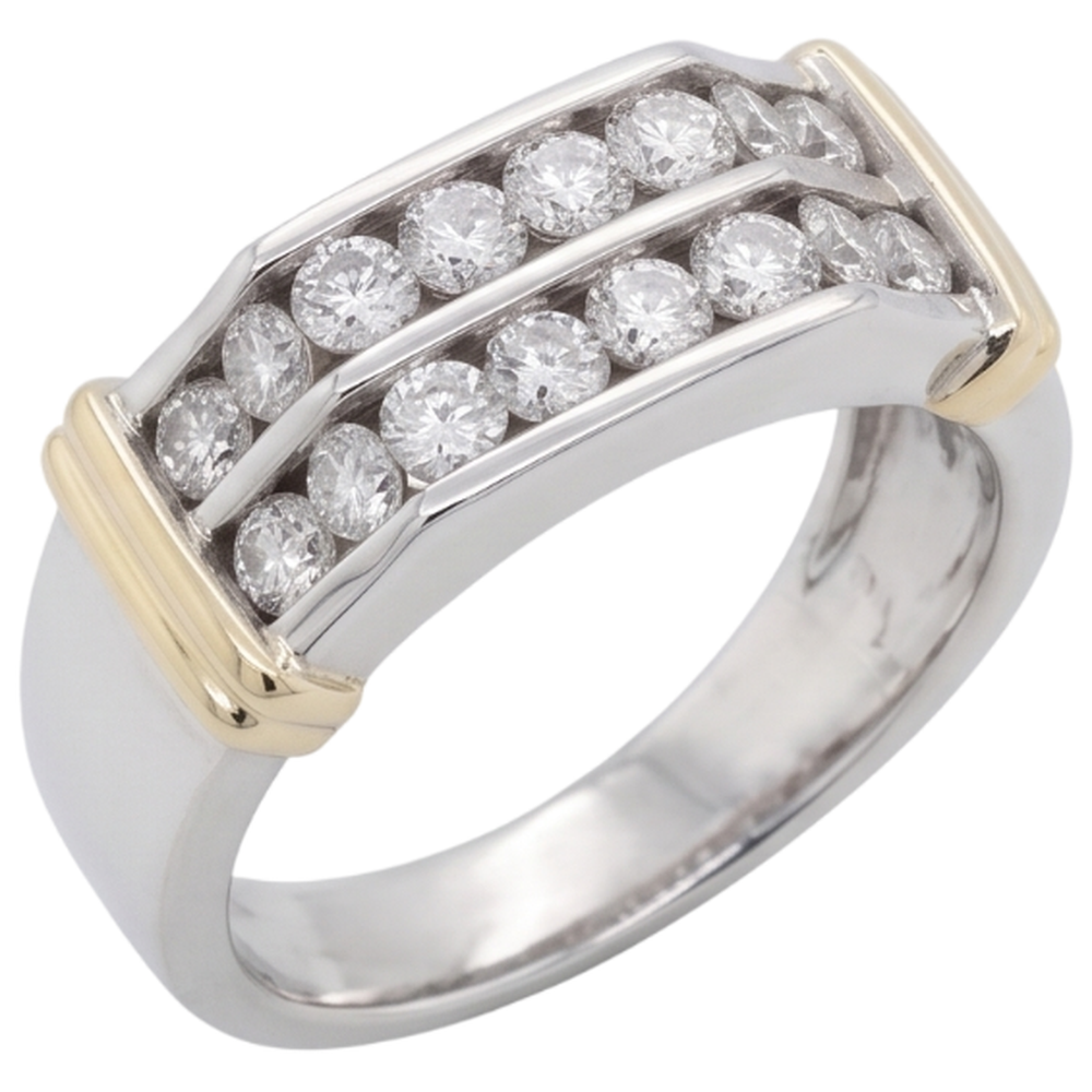 Anello Da Uomo Classico Con Genuino Diamanti Rotondi Da 2.40 Carati In Oro Bianco 14K